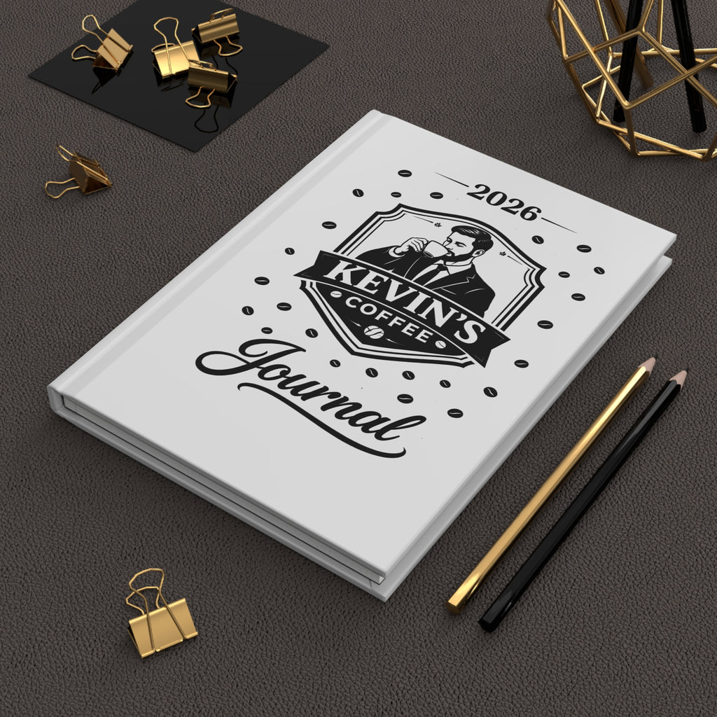 2026 Kevin’s Coffee Hardcover Journal — Personalized Coffee Lover’s Notebook with Yearly Calendar