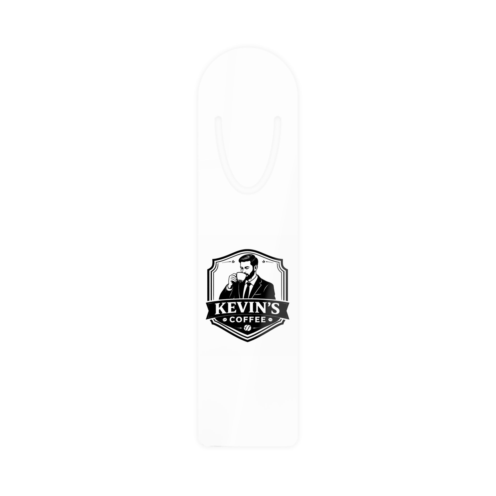 White Kevin's Coffee Metal Bookmark — Sturdy Espresso-Themed Reading Accessory