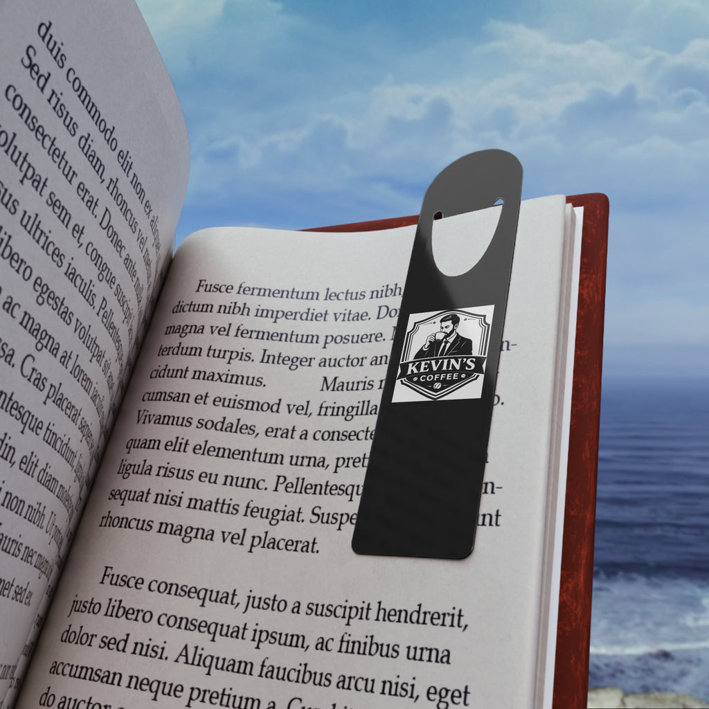 Black "Kevin's Coffee" Bookmark — Durable Coffee Lover Page Marker
