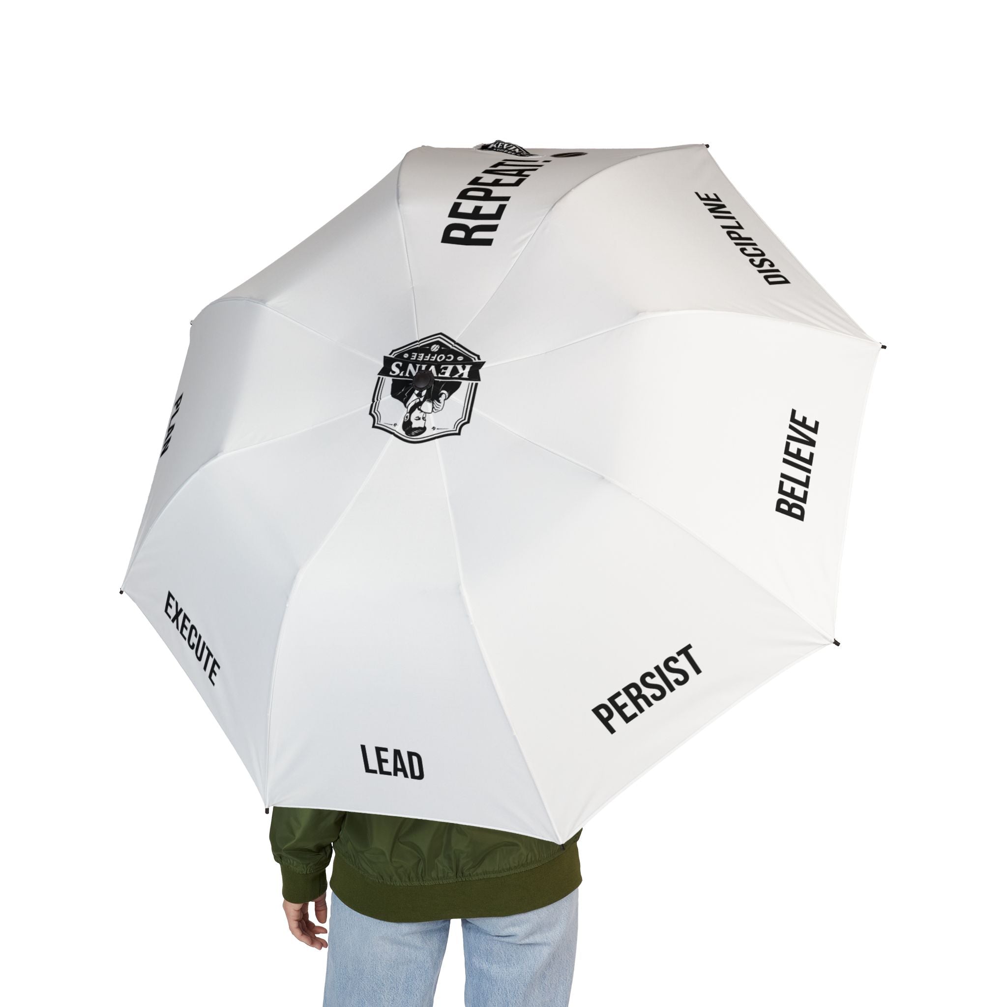 Foldable Umbrella — Motivational “Plan • Execute • Lead • Persist” Compact Rain Umbrella