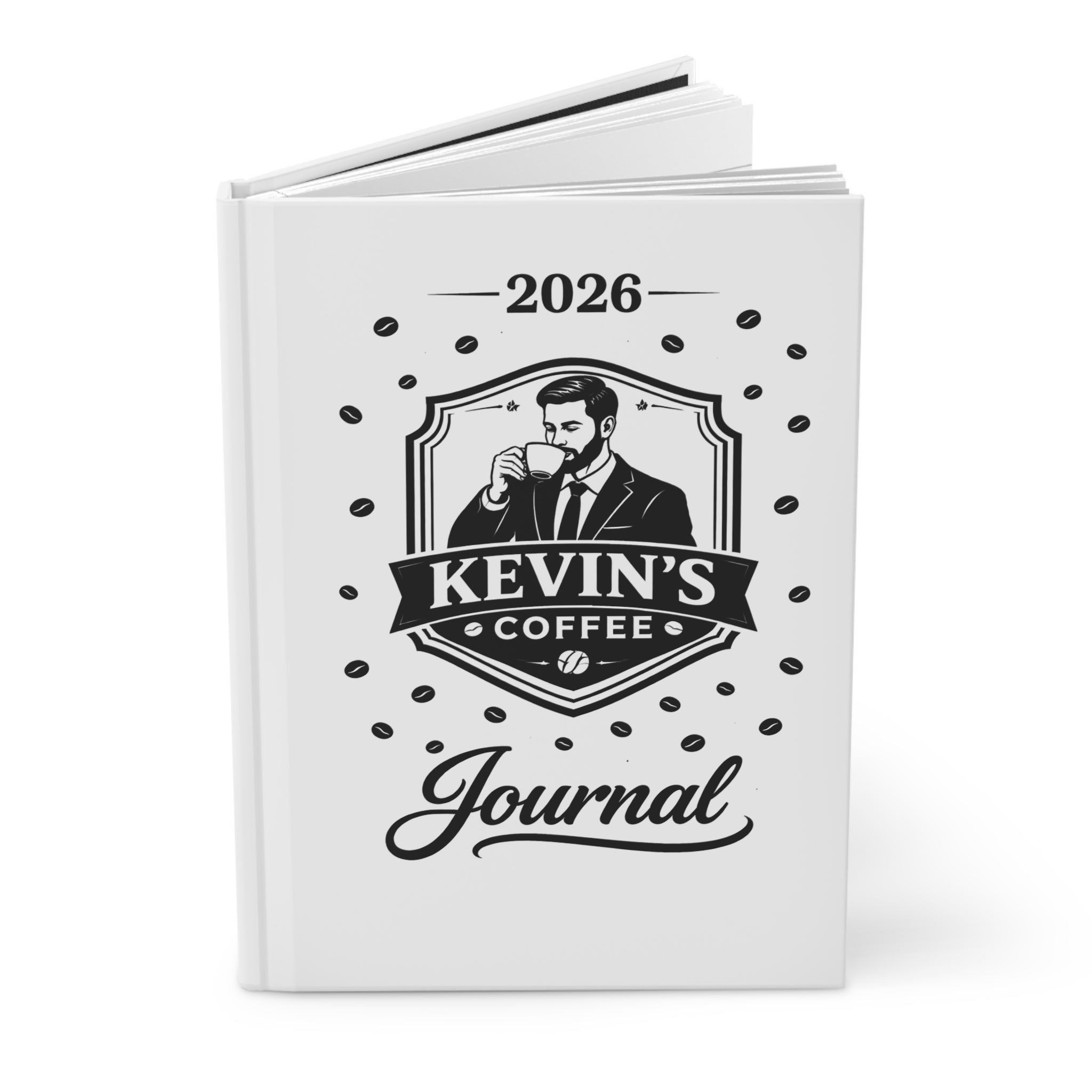 2026 Kevin’s Coffee Hardcover Journal — Personalized Coffee Lover’s Notebook with Yearly Calendar